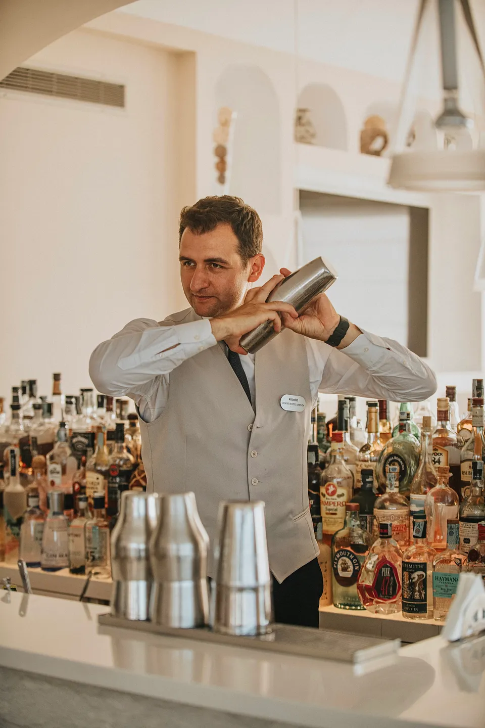 Un momento di lavoro al bar del Grand Hotel Aminta