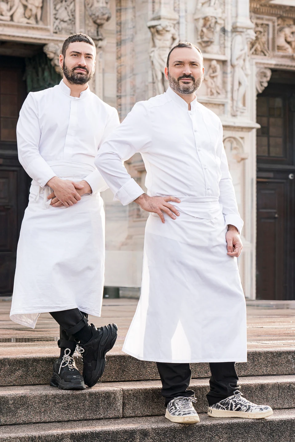 I fratelli Capitaneo in giacca da chef